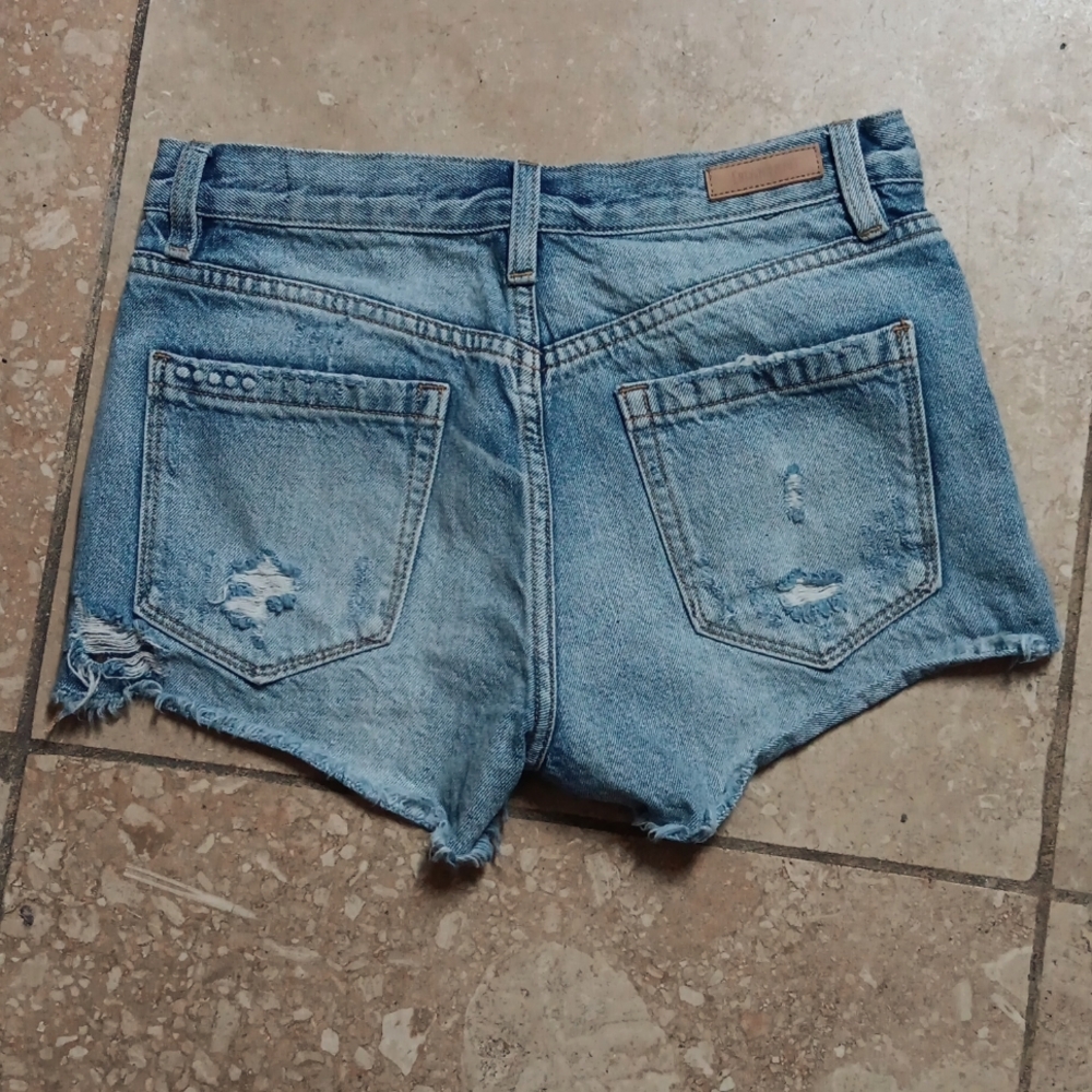 Blank NYC Distressed Button Fly Denim Shorts
